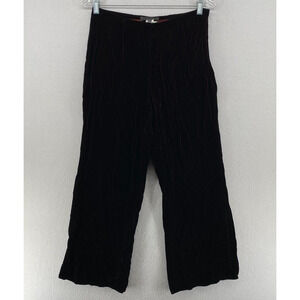 COUTURE Pants Women 44 M Crinkled Velvet Wide Leg Lounge Red Black Italy